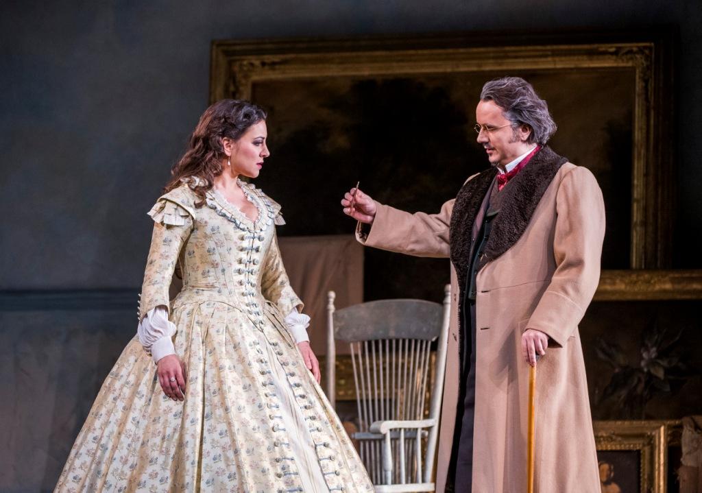Joyce El-Khoury and Artur Rucinski in La Traviata at the Royal Opera House