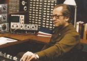 Osmo Lindeman at work in his home studio, without his dressing gown