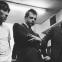Shel Talmy (centre), The Who’s Keith Moon (left) and Pete Townshend (right) listen to a playback at London’s IBC Studios, October 1965