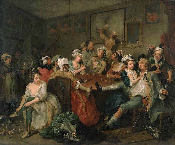 William Hogarth (1697-1764), A Rake’s Progress, 3: The Orgy. Oil on canvas, 1734. © The Trustees of Sir John Soane’s Museum.