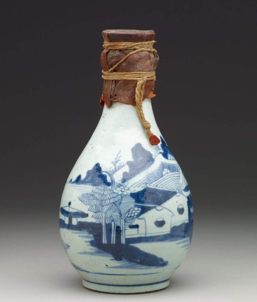 A 19th-century Chinese porcelain bottle containing Zamzam water