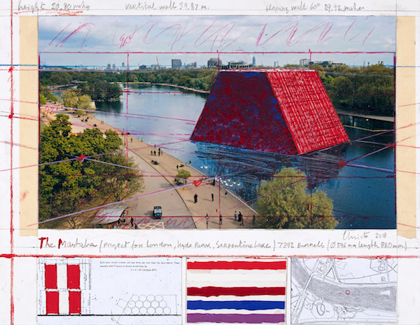 Christo, The Mastaba (Project for London, Hyde Park, Serpentine Lake), 2018; Photo: André Grossmann © 2018 Christo