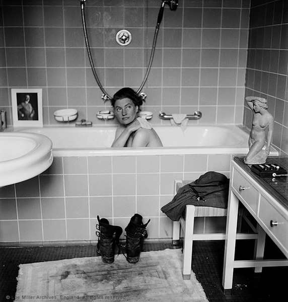 Lee Miller in Hitler's bathtub, Hitler's apartment, Munich, Germany 1945 By Lee Miller with David E. Scherman