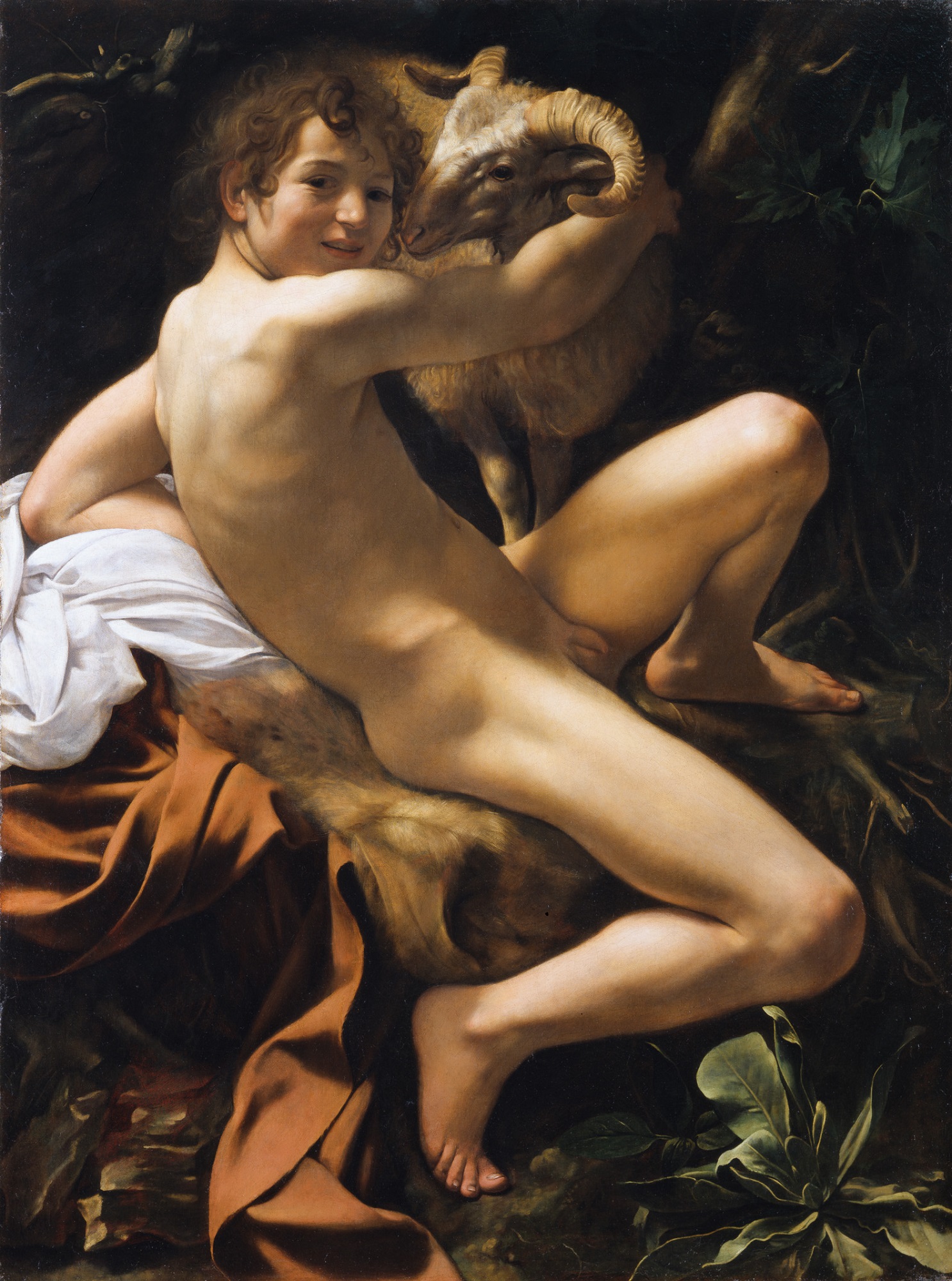 Michelangelo Merisi da Caravaggio, 'St John the Baptist' Rome, c. 1602 Canvas, 129 × 95 cm Rome, Musei Capitolini, Pinacoteca Capitolina © Sovrintendenza Capitolina, Musei Capitolini – Pinacoteca Capitolina, Roma