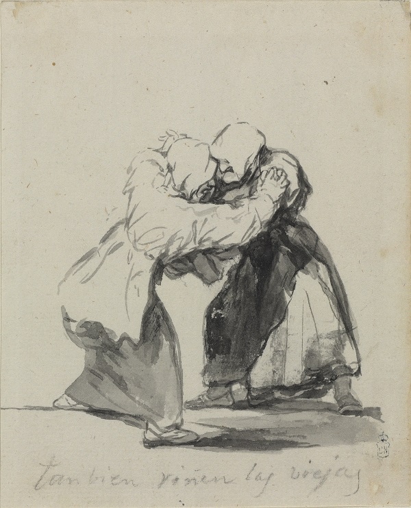 Francisco Goya, Old Women Fight Too, c. 1819-23 Brush, black and grey ink, Madrid, Biblioteca Nacional de Espana