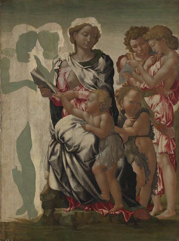 The Virgin and Child with Saint John and Angels ('The Manchester Madonna') Michelangelo about 1497, possibly as early as 1494, © The National Gallery, London 