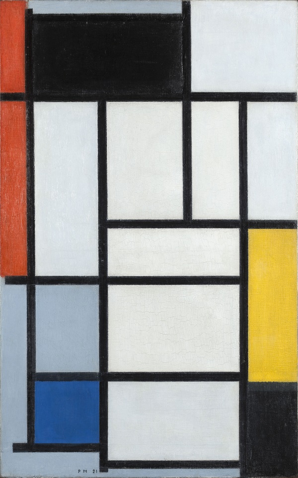 Composition with red, black, yellow, blue and gray, 1921 Oil on canvas, Gemeentemuseum Den Haag 