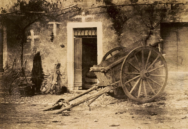 Paul Marès,  Ox cart, Brittany,  c 1857,  photograph, salted paper print from a paper negative © Wilson Centre for Photography 