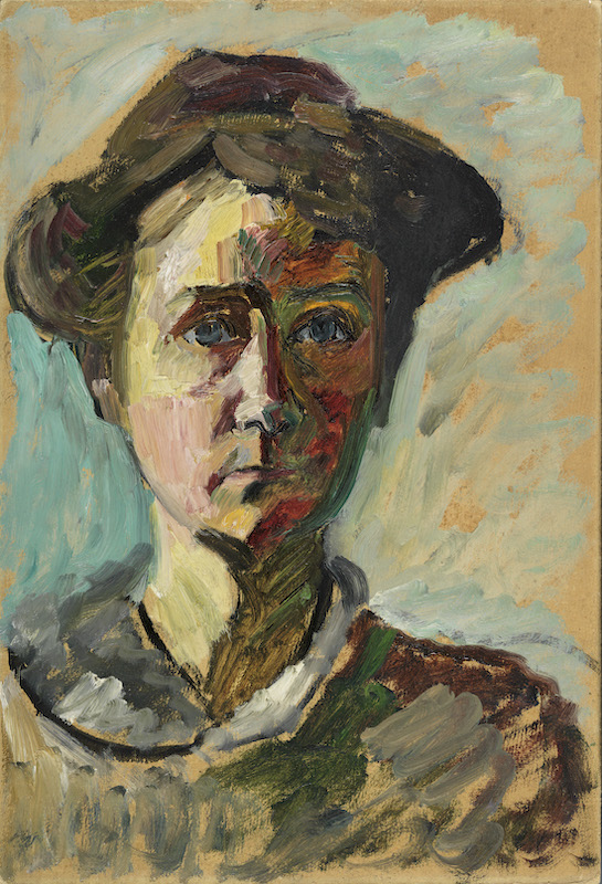 Gabriele Münter, Self-portrait, c. 1908. Oil on cardboard, 49 x 33.6 cm. Museo Nacional Thyssen-Bornemisza, Madrid. © DACS 2022