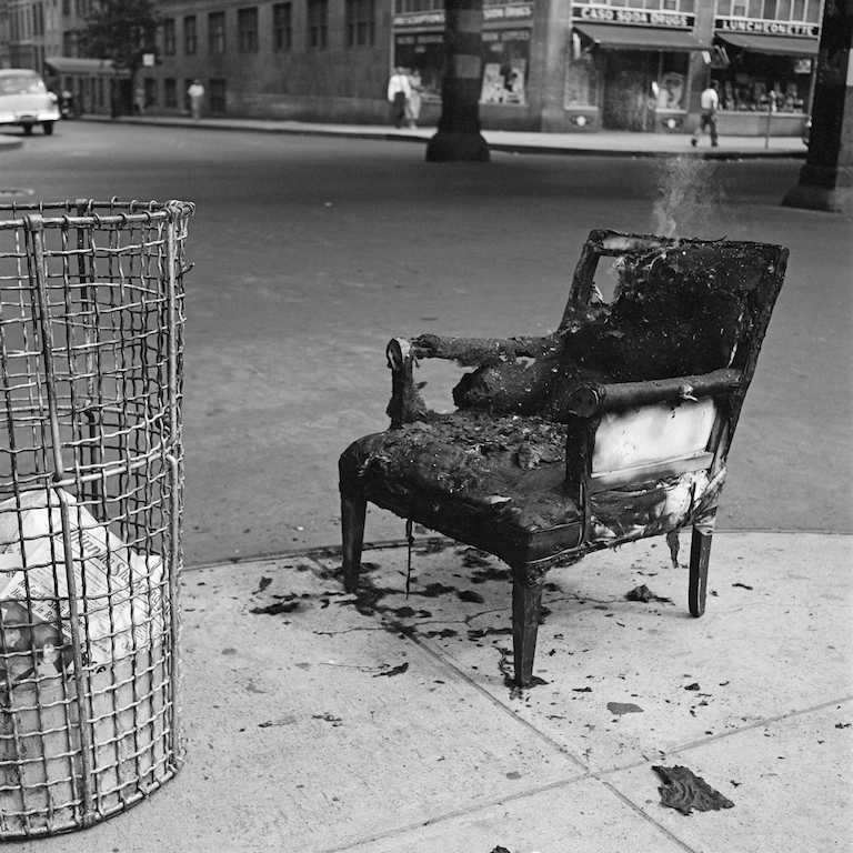 Burnt out chair, New York by Vivian Meier