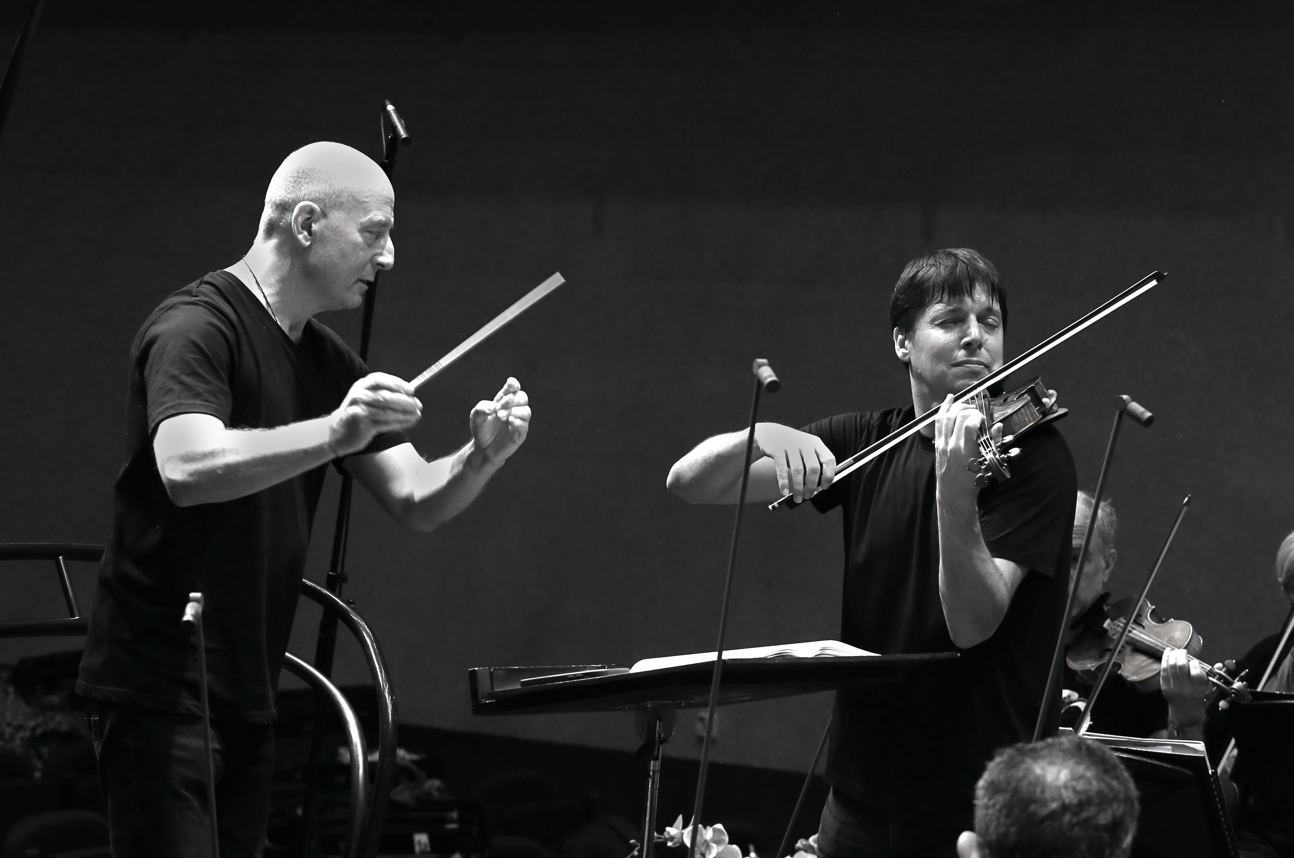 Paavo JArvi and Joshua Bell in rehearsal