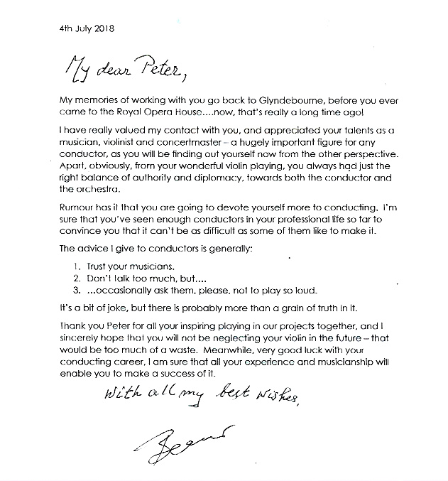 Letter from Haitink to Peter Manning