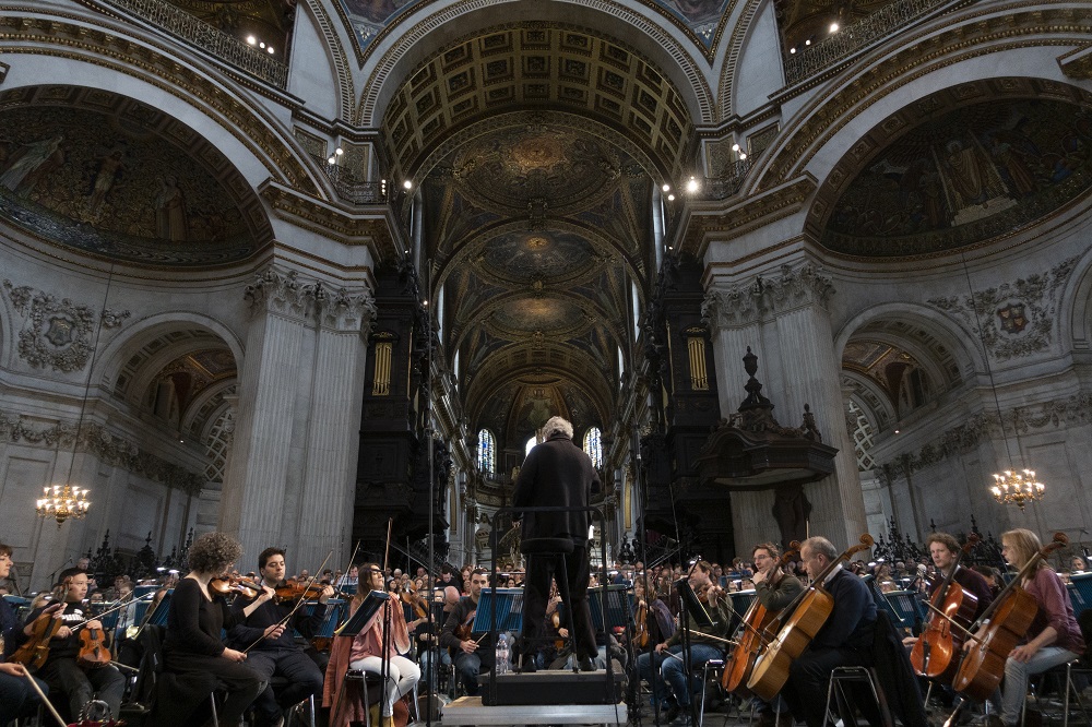 Rehearsal for the Berlioz Requiem in St Paul's Cathedral