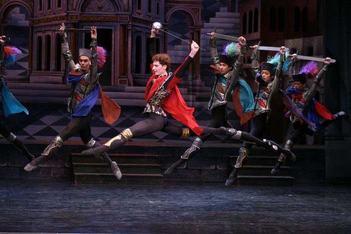 Tybalet and Capulet soldiers in Moscow City Ballet's Romeo and Juliet