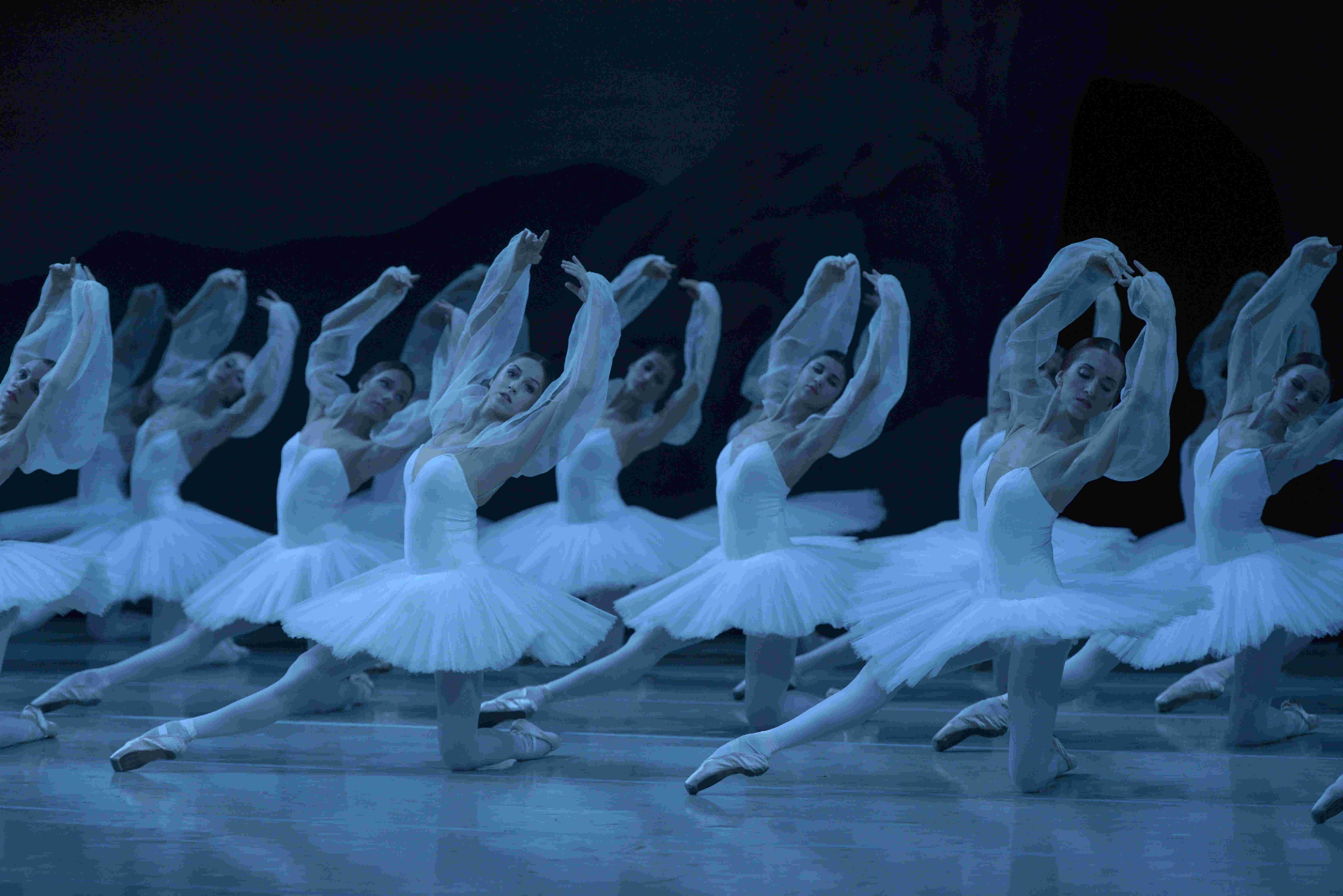 The corps de ballet as the Shades in the Mariinsky Ballet's production of La Bayadere