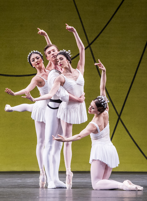 L-R: Yuhui Choe, Vadim Muntagirov, Yasmine Naghdi and Marianela Nuñez in Frederick Ashton's 'Symphonic Variations' at the Royal Ballet. Photo by Tristram Kenton.