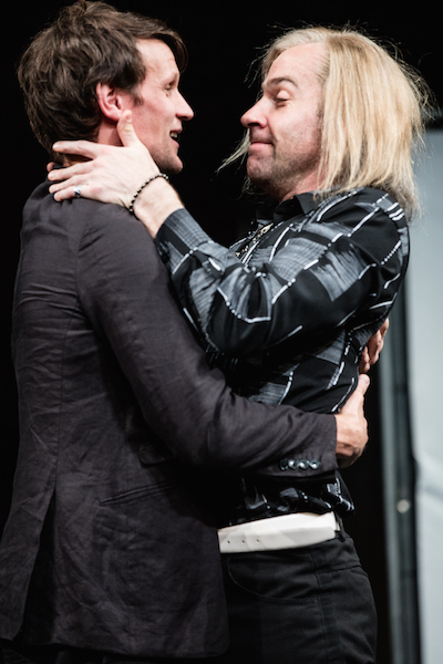 man hug: Matt Smith as Max and Jonjo O'Neill as anarchic screen actor Ivan