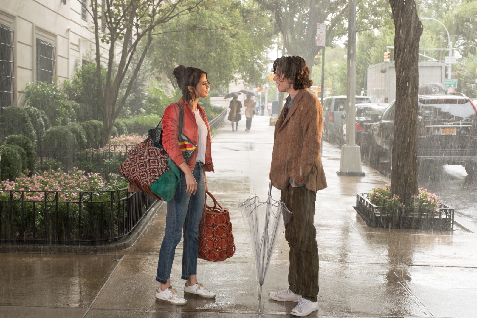 Selena Gomez and Timothee Chamalet in A Rainy Day in new York