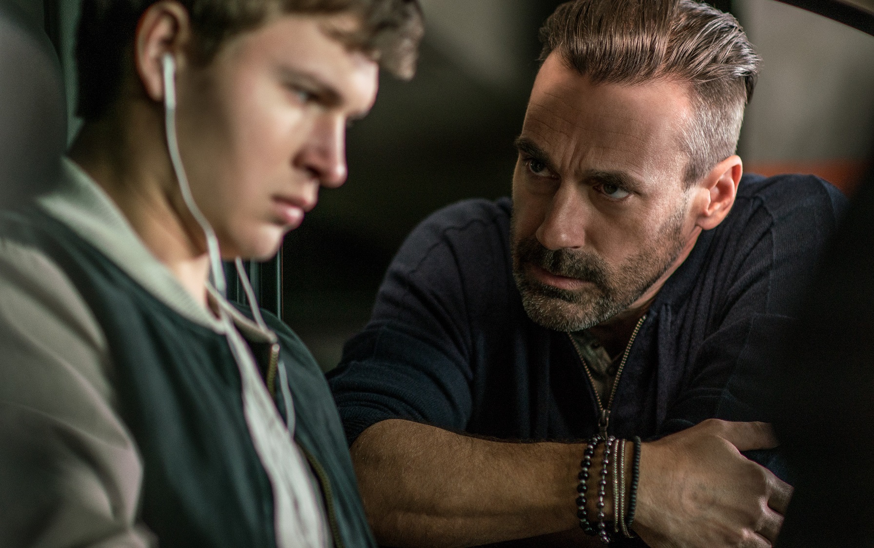 Buddy (Jon Hamm) and Baby (Ansel Elgort) in Baby Driver