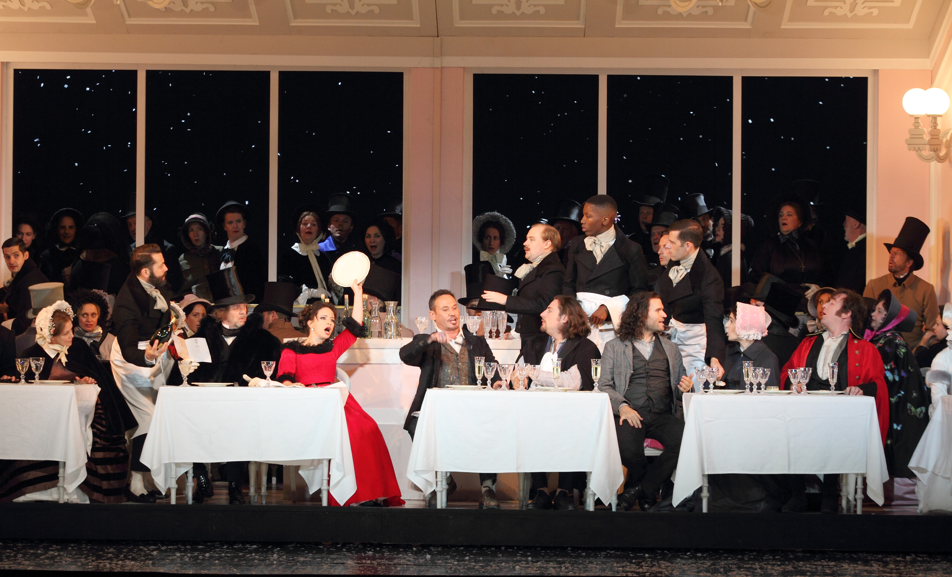 Cafe Momus scene in Royal Opera Boheme