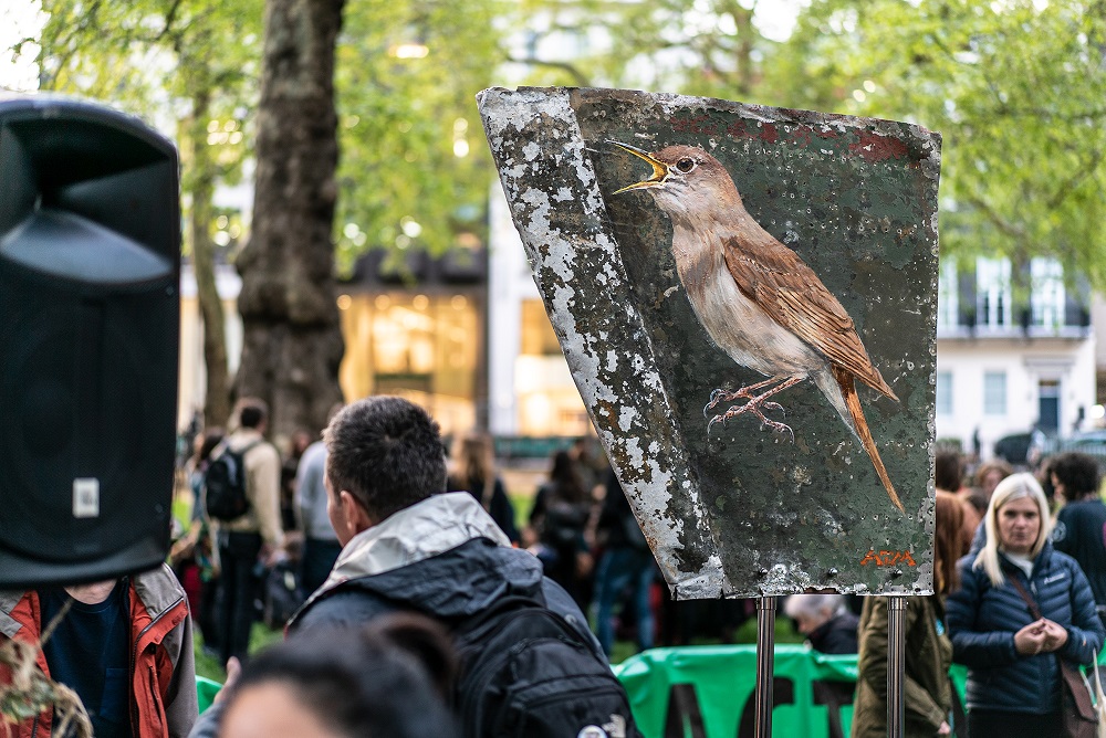 Extinction Rebellion nightingales in Berkeley Square