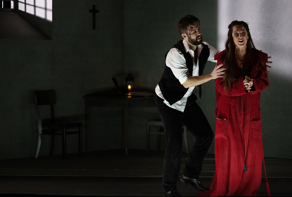 Adam Smith and Sinéad Campbell-Wallace in Act 3 of Tosca