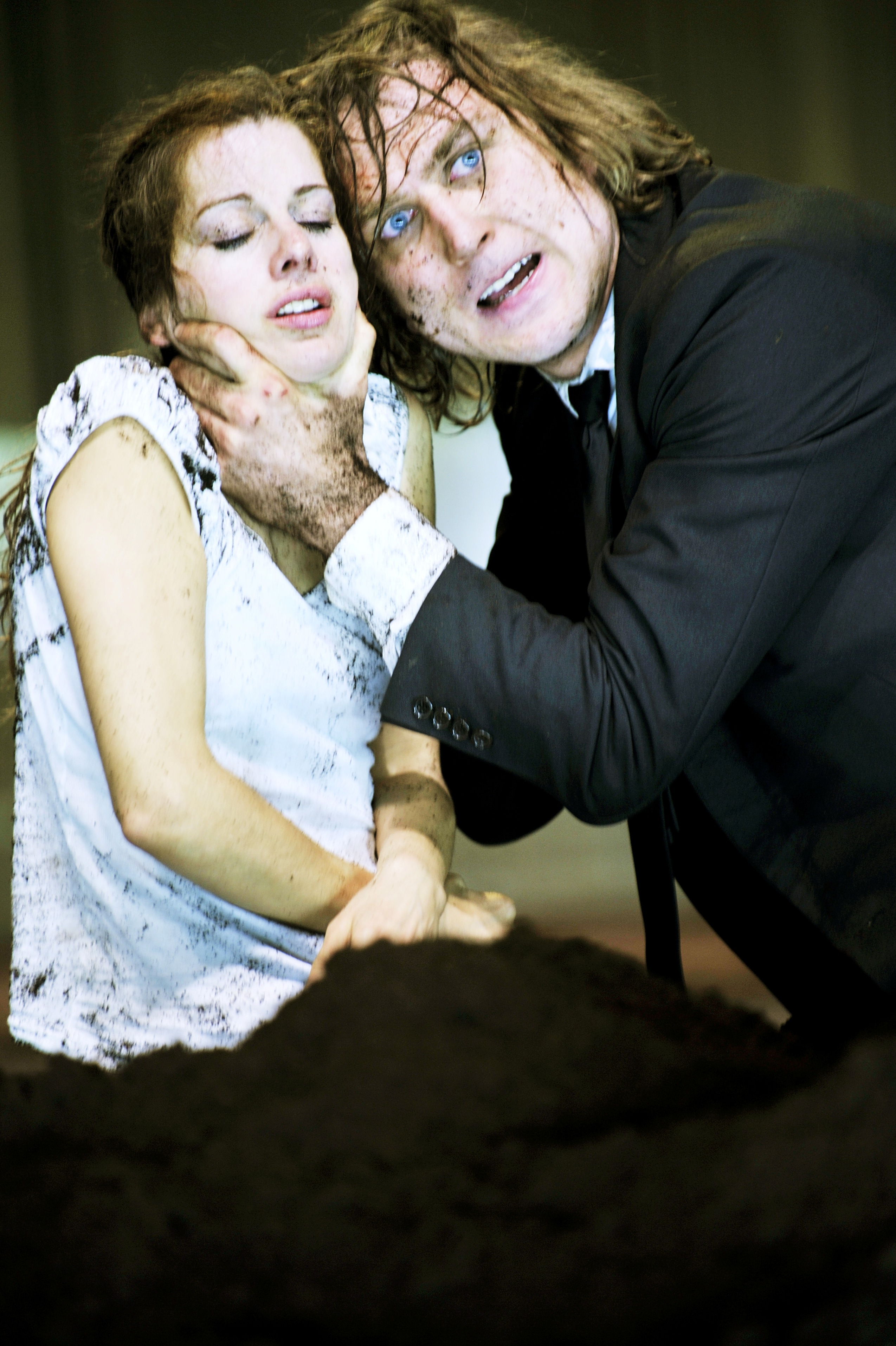 Judith Rosmair as Ophelia and Lars Eidinger as Hamlet in the Schaubuhne's Shakespeare