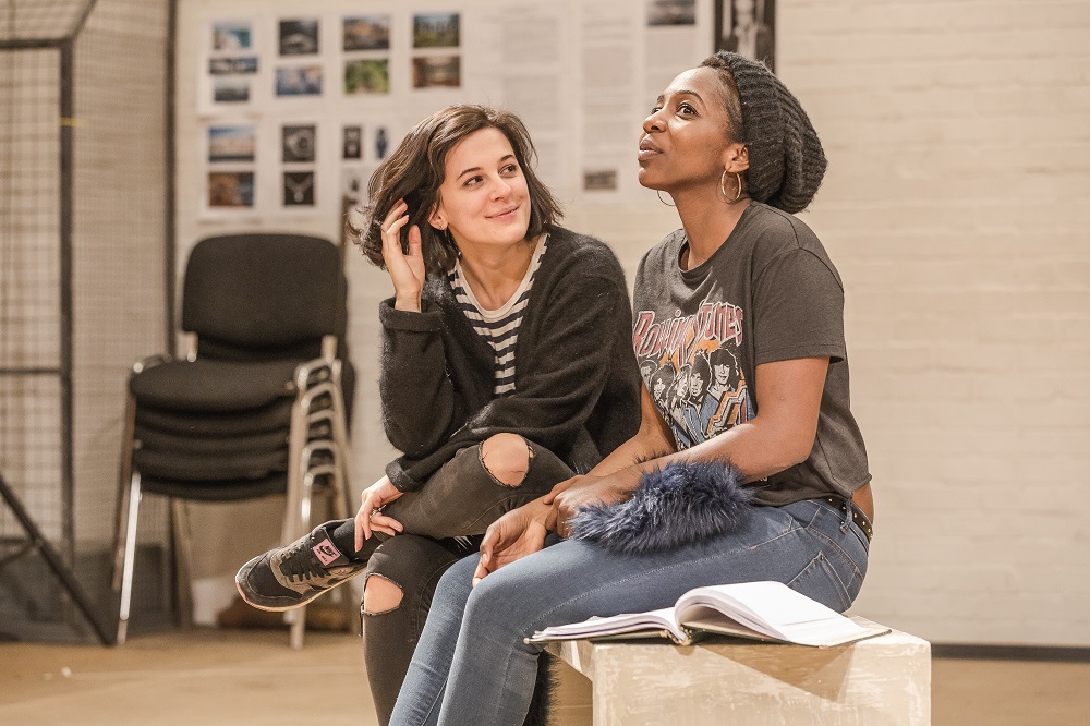 Phoebe Fox and Tamara Lawrance in rehearsals for Twelfth Night.  Image by Marc Brenner
