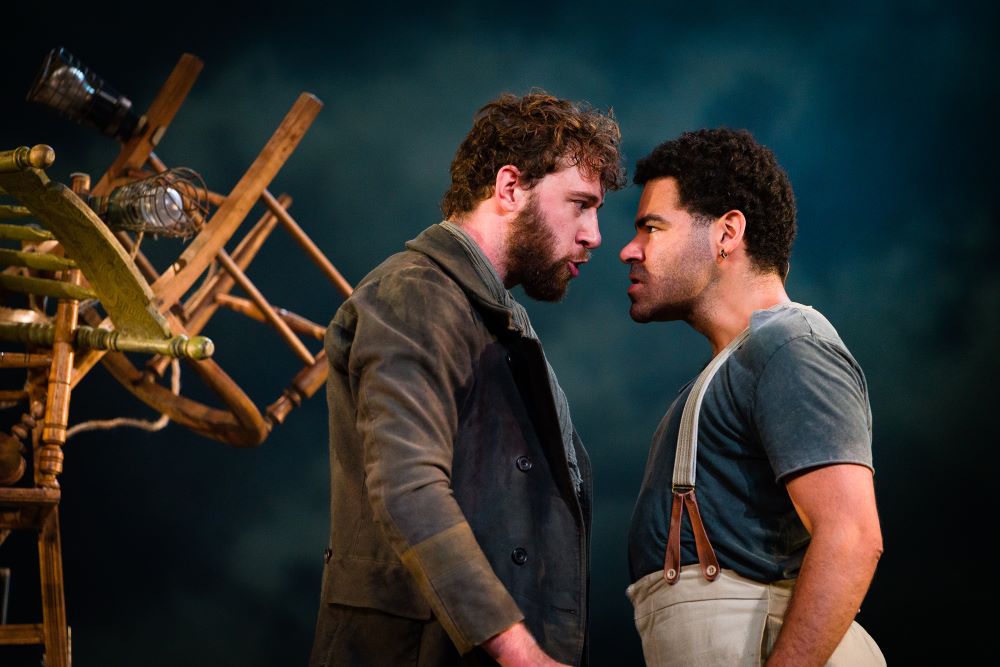 Tama Phethean (L) and Ash Hunter in Wuthering Heights at the National Theatre