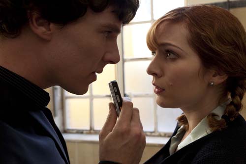 Benedict Cumberbatch and Katherine Parkinson in Sherlock
