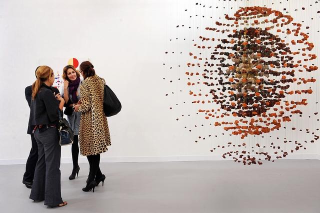 Damián Ortega's globe constructed from rocks of different sizes and colours at Kurimanzutto Gallery