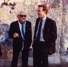 Lenny Bernstein (left) with Craig Urquhart at the Berlin Wall