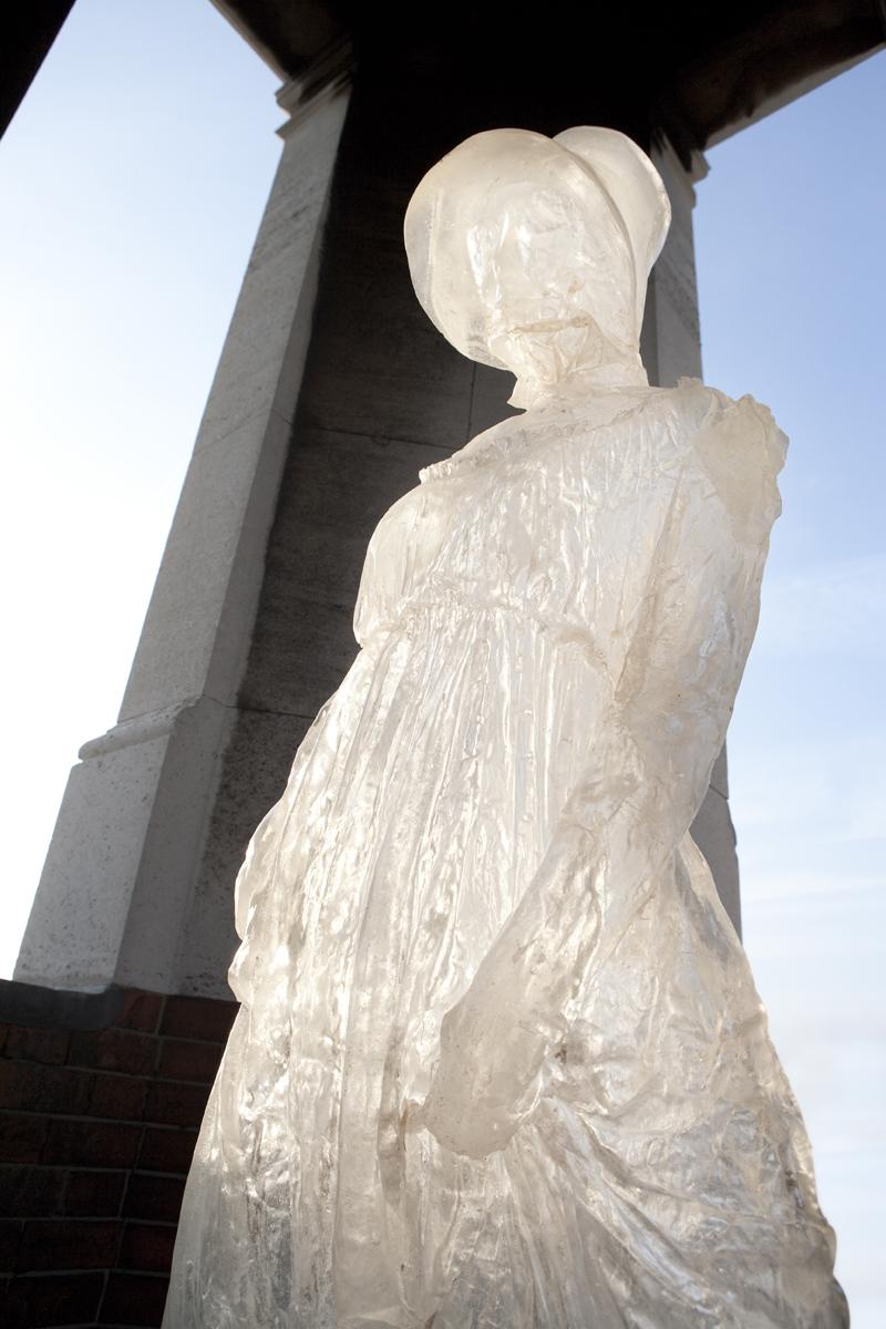 On the roof of Blythe House: 'Armoured' shimmers in the light