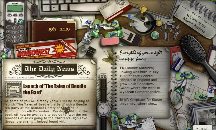 J K Rowling's semi-spooky website: a way to put all the lore into one basket