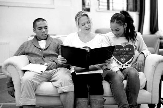 Some kids do 'ave 'em: Michael Lewis, Kellie Bright and Tahirah Sharif rehearse 'Crawling in the Dark'