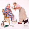 'Tender Years - Treating a Cold', 1957 is typical of Norman Rockwell's gentle humour 