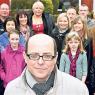 Presenter Nick Robinson with residents of 'The Street That Cut Everything'