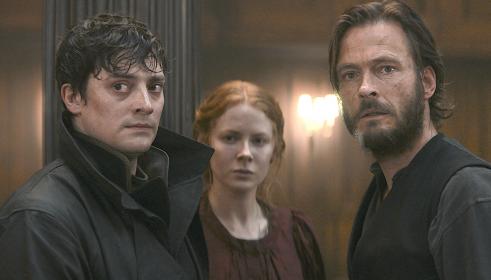 Daniel Solace (Aneurin Barnard), Maura Franklin (Emily Beecham) and Eyk Larsen (Andreas Pietschmann)