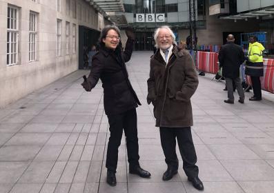 Masato and Masaaki Suzuki outside BBC HQ, Portland Place