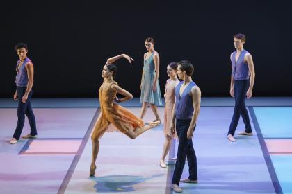 A keeper: Beatriz Stix-Brunell (in orange) and dancers of the Royal Ballet in 'Everyone Keeps Me'