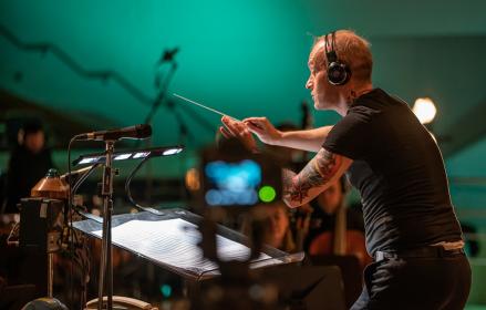 Conor Mitchell conducting the Belfast Ensemble