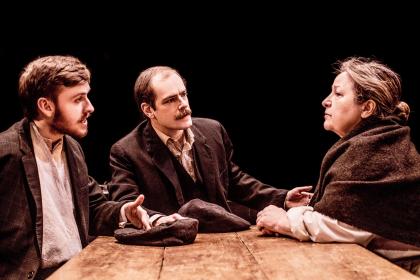 Mother and sons: from left, Joe (Matthew Biddulph), Luther (Matthew Barker), Mrs Gascoyne (Veronica Roberts)