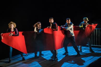 How Not to Drown: Dritan Kastrati (centre) stars in the energetic story of his own flight from Kosovo to the UK