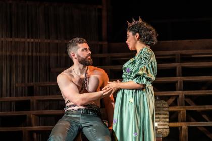 King James IV (Daniel Cahill) and newcomer Ellen (Danielle Jam) get intimate in Rona Munro's provocative epic drama