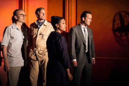 Jeremy Drakes as Paul, Stephen Billington as Derek, Rachel Handshaw as Edna, and Oliver Le Sueur as Philip