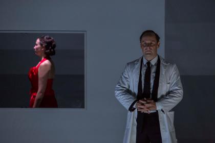 Rosemary (Amy Ní Fhearraigh) in the hands of charlatan lobotomist Walter Freeman (Ronan Leahy)