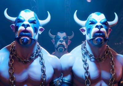 Muscly minotaurs: among the unsettling digital imagery in Ornagh's spellbinding The Ode Islands