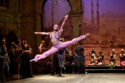 Pink Panther: Brooklyn Mack as the slave trader Lankedem in English National Ballet's production of 'Le Corsaire'