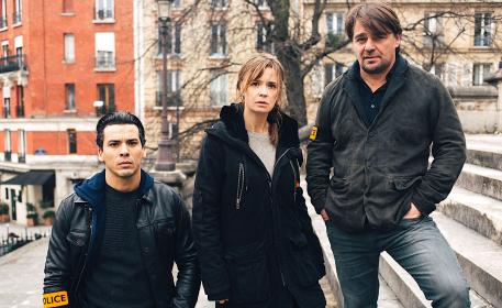 Ali Amrani (Tewfik Jallab), Laure Berthaud (Caroline Proust) and Gilou Escoffier (Thierry Godard)