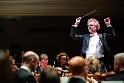 Thomas Søndergård conducting players of the Royal Scottish National Orchestra